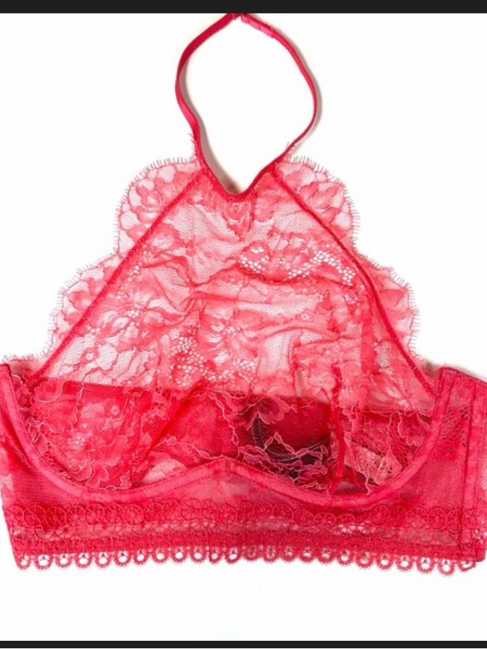 Victoria's Secret Hot Pink Lace Halter Bralette